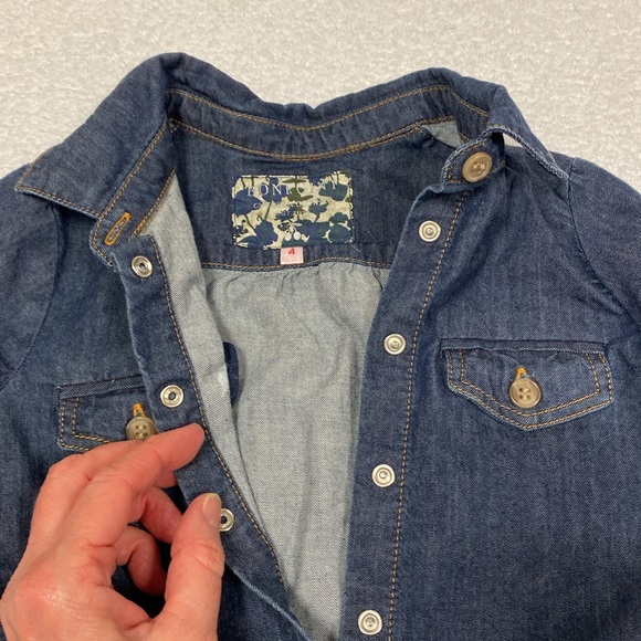 Bonpoint Girls Destiny Jumpsuit Romper Long Sleeve Denim look size 4 - Picture 5 of 12